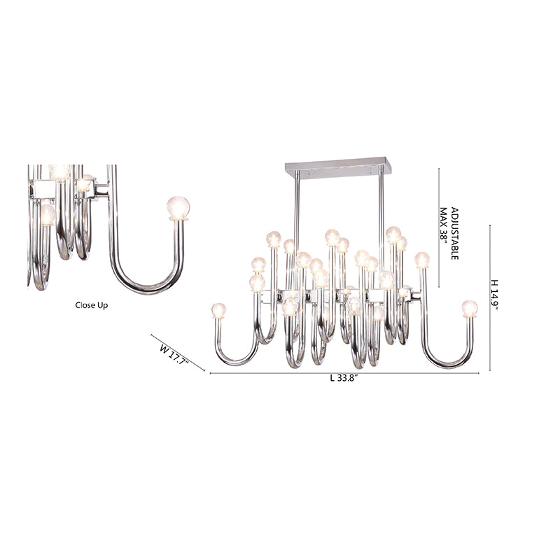 Arched Arm Ceiling Fixture with Clear Glass Shades by Bethel - view 3