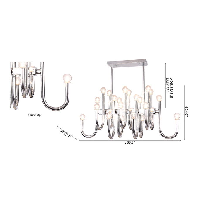 Arched Arm Ceiling Fixture with Clear Glass Shades by Bethel - view 3