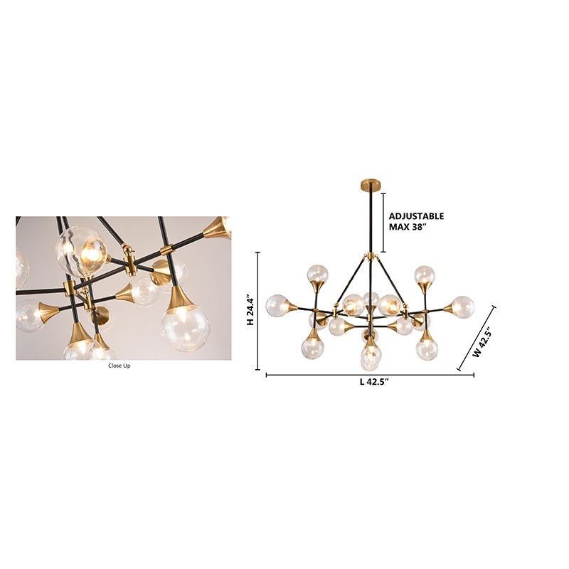 Frame with Hardware &amp; Clear Glass Shades Ceiling Fixture