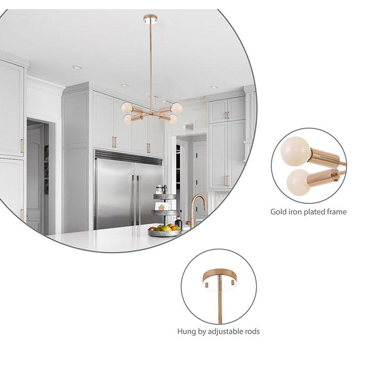 Frame Ceiling Fixture with Four Arms &amp; Visible