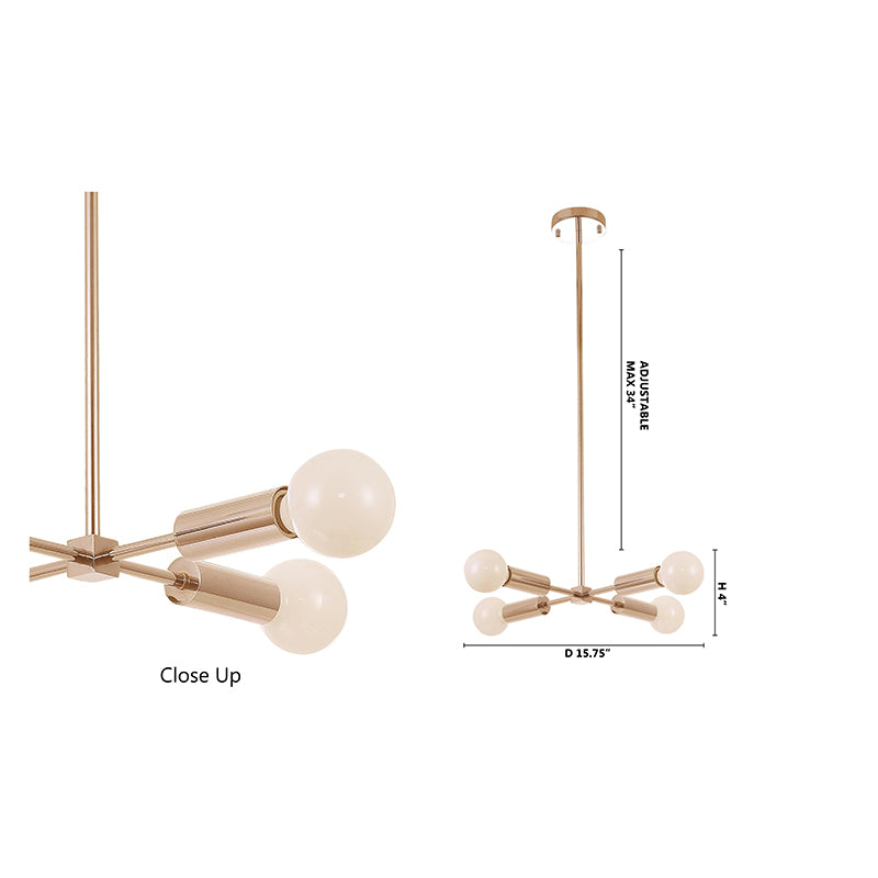 Frame Ceiling Fixture with Four Arms &amp; Visible