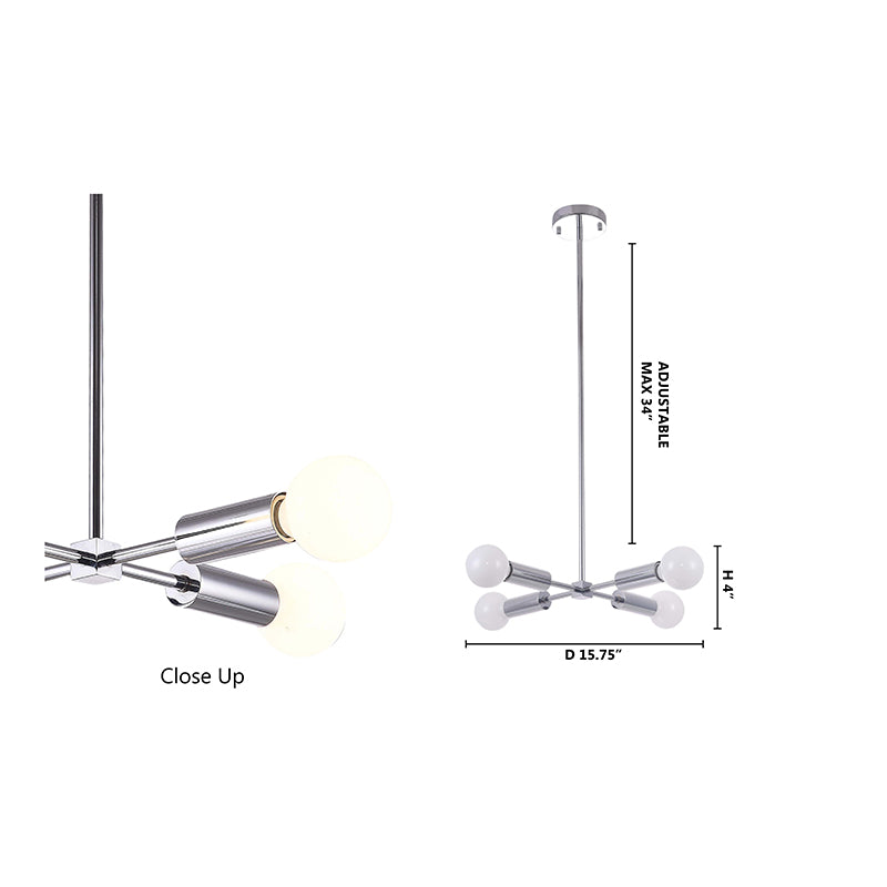 Frame Ceiling Fixture with Four Arms &amp; Visible