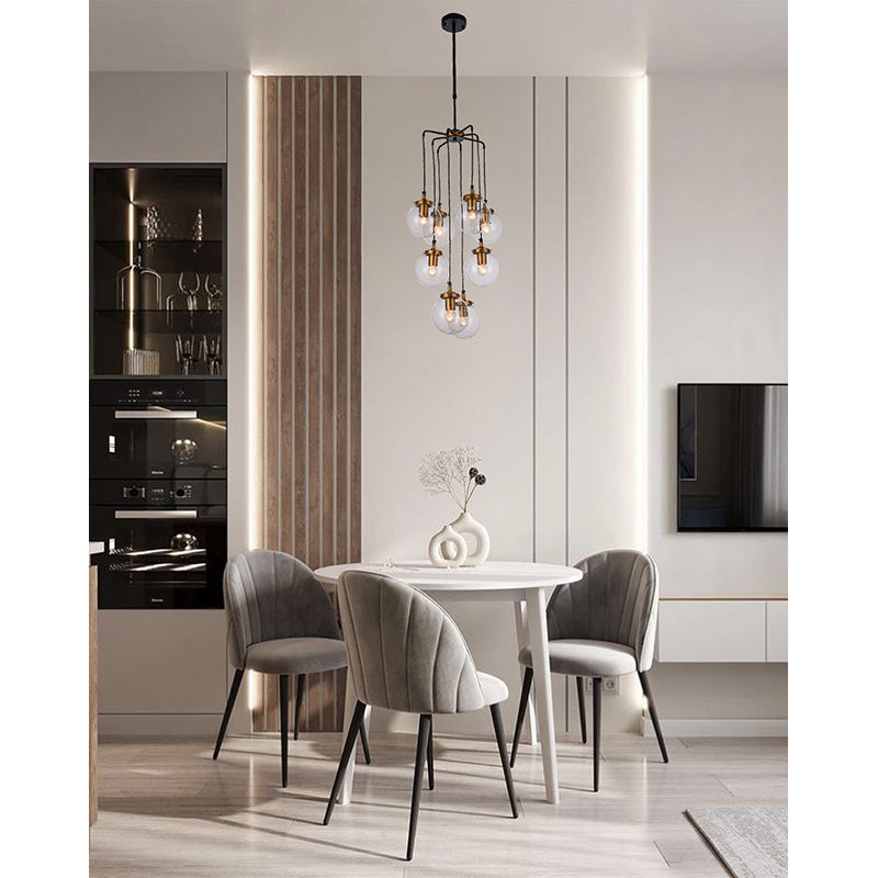 Black Frame Light Fixture with Matte Brass Sockets &amp; Hardware