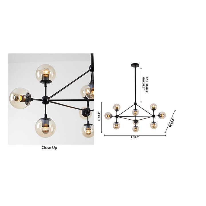 Geometric Frame Ceiling Fixture with Coffee Color Glass Shades by Bethel - view 2