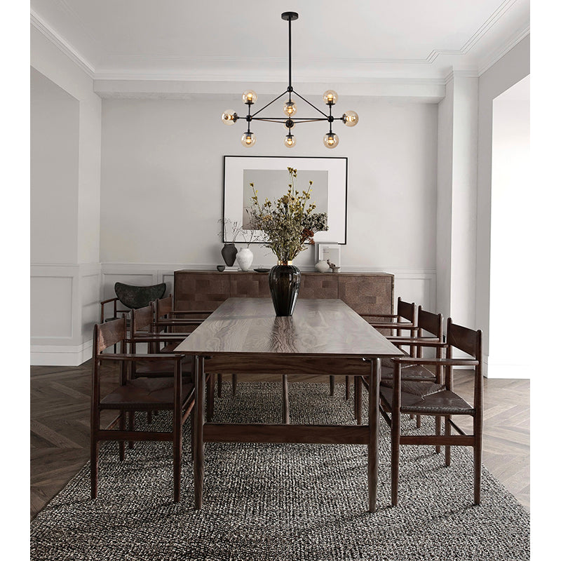 Geometric Frame Ceiling Fixture with Coffee Color Glass Shades by Bethel - view 3