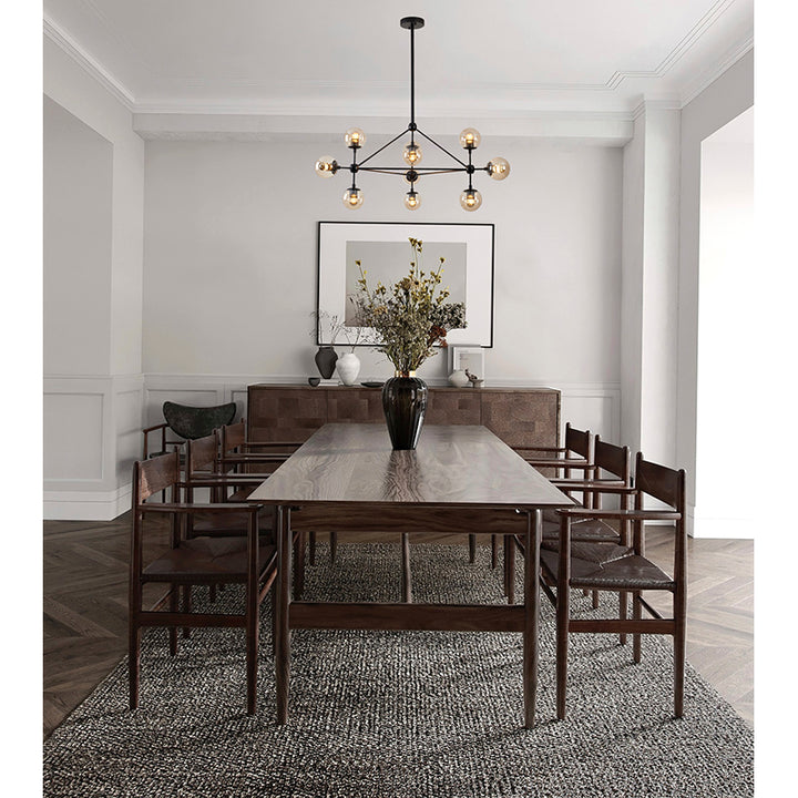 Geometric Frame Ceiling Fixture with Coffee Color Glass Shades by Bethel - view 3