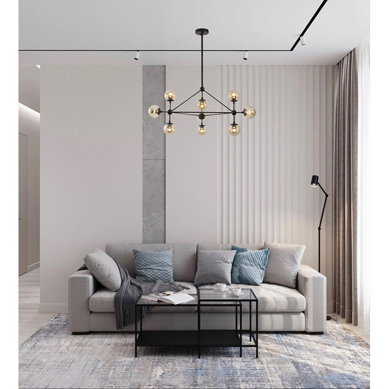 Geometric Frame Ceiling Fixture with Coffee Color Glass Shades by Bethel - view 4