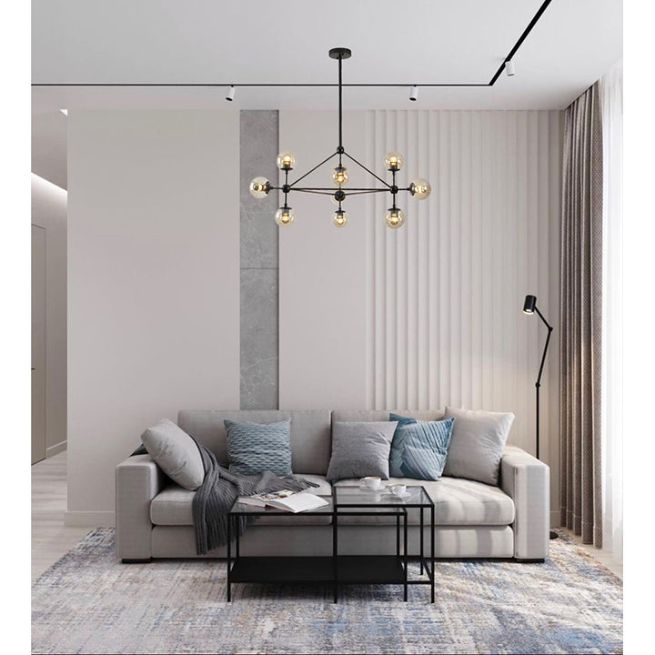 Geometric Frame Ceiling Fixture with Coffee Color Glass Shades by Bethel - view 4