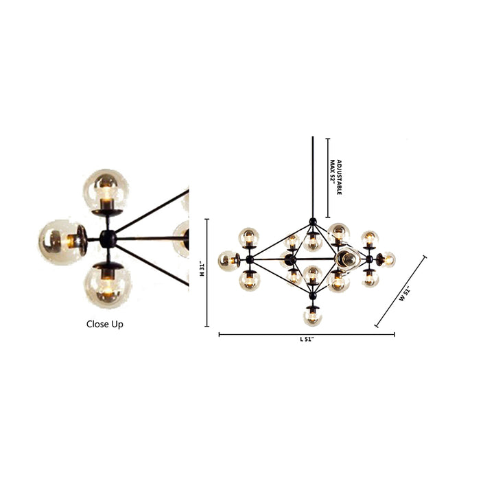 Geometric Frame Ceiling Fixture with Coffee Color Glass Shades by Bethel - view 13