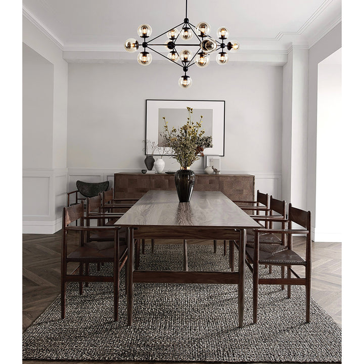 Geometric Frame Ceiling Fixture with Coffee Color Glass Shades by Bethel - view 15