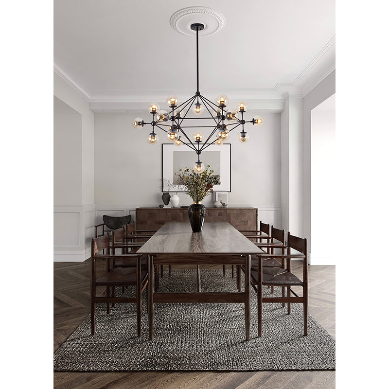 Geometric Frame Ceiling Fixture with Coffee Color Glass Shades by Bethel - view 25