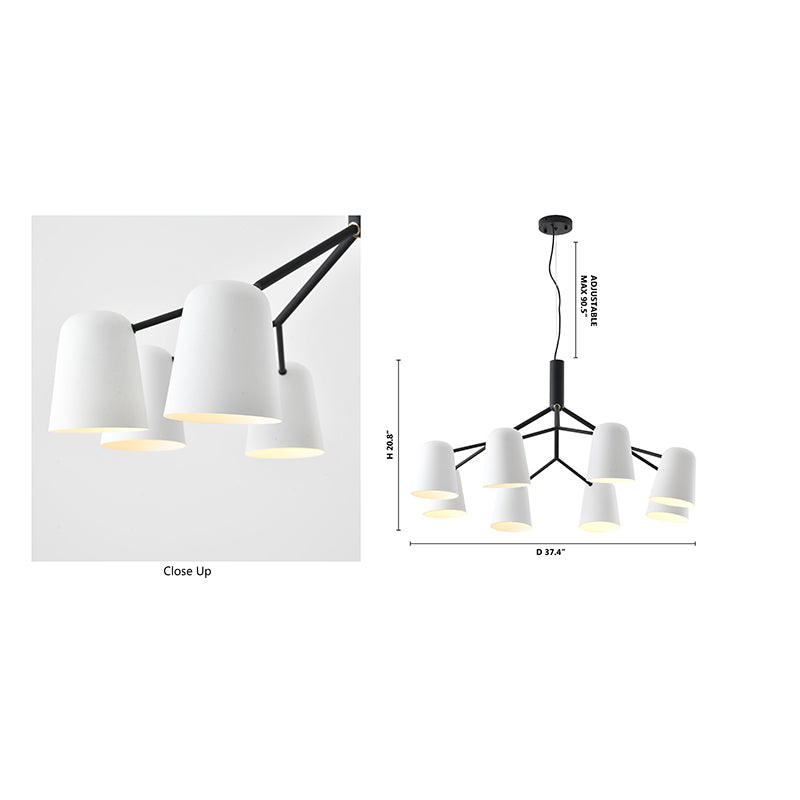 White Aluminium Cup Chandelier with Black Metal Frame by Bethel - view 9