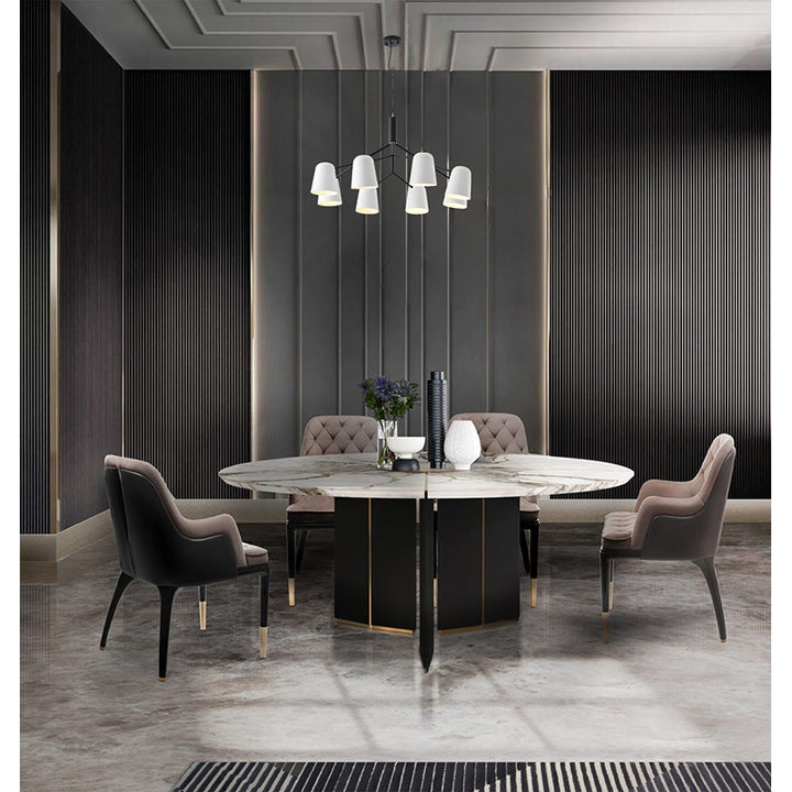 White Aluminium Cup Chandelier with Black Metal Frame by Bethel - view 10