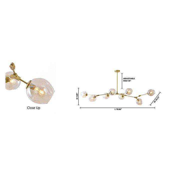 Metal Frame Chandelier with Glass Shades by Bethel - view 17