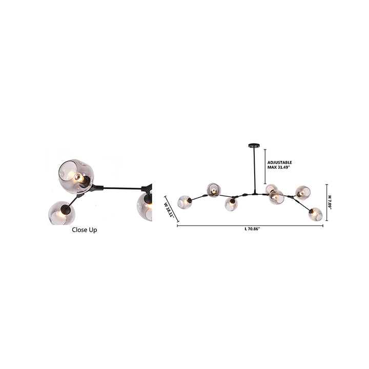 Metal Frame Chandelier with Glass Shades by Bethel - view 9