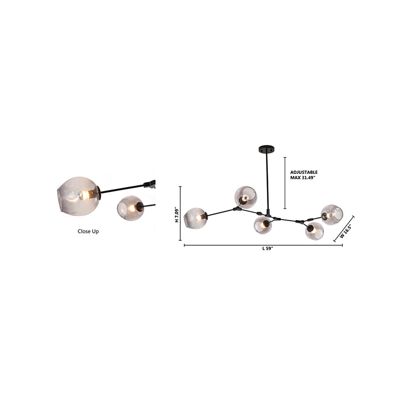 Metal Frame Chandelier with Glass Shades by Bethel - view 5