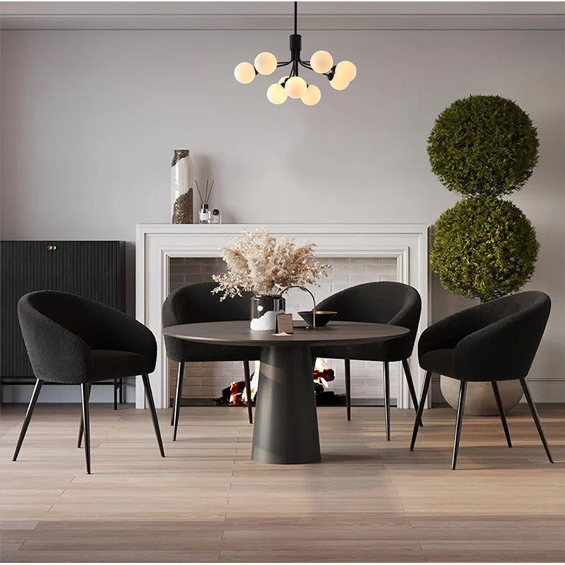Black Metal Framed Chandelier with White Glass Globe Shades by Bethel - view 9