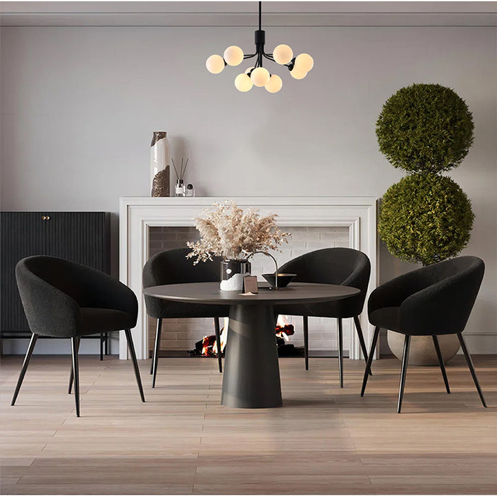 Black Metal Framed Chandelier with White Glass Globe Shades by Bethel - view 9