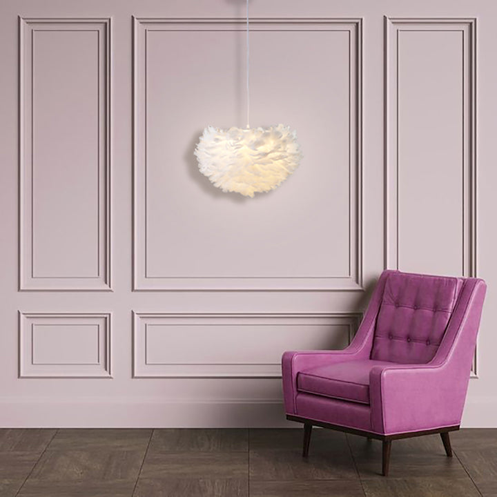 Light Goose Feather Ball Ceiling Fixture with Iron Frame (DLS21) by Bethel - view 10