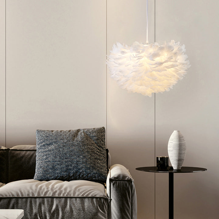 Light Goose Feather Ball Ceiling Fixture with Iron Frame (DLS21) by Bethel - view 11