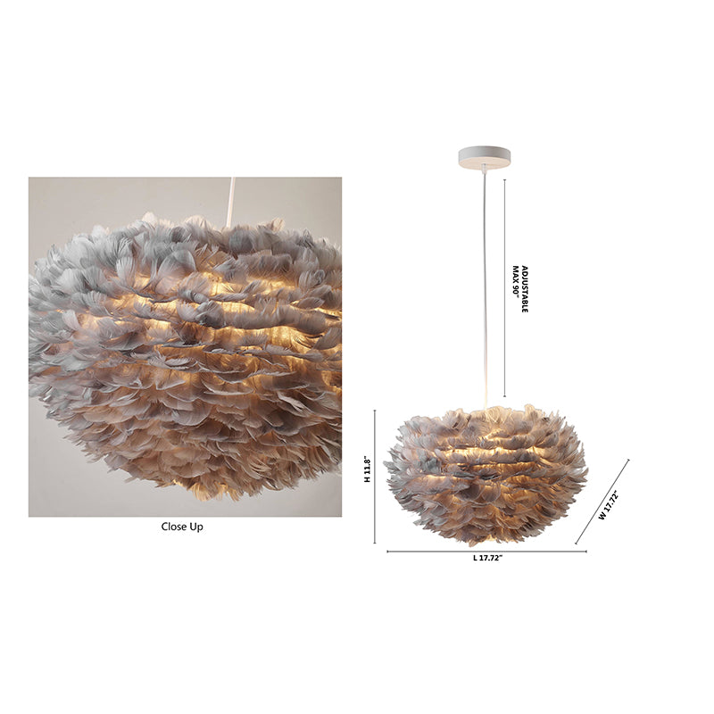 Light Goose Feather Ball Ceiling Fixture with Iron Frame (DLS21) by Bethel - view 4