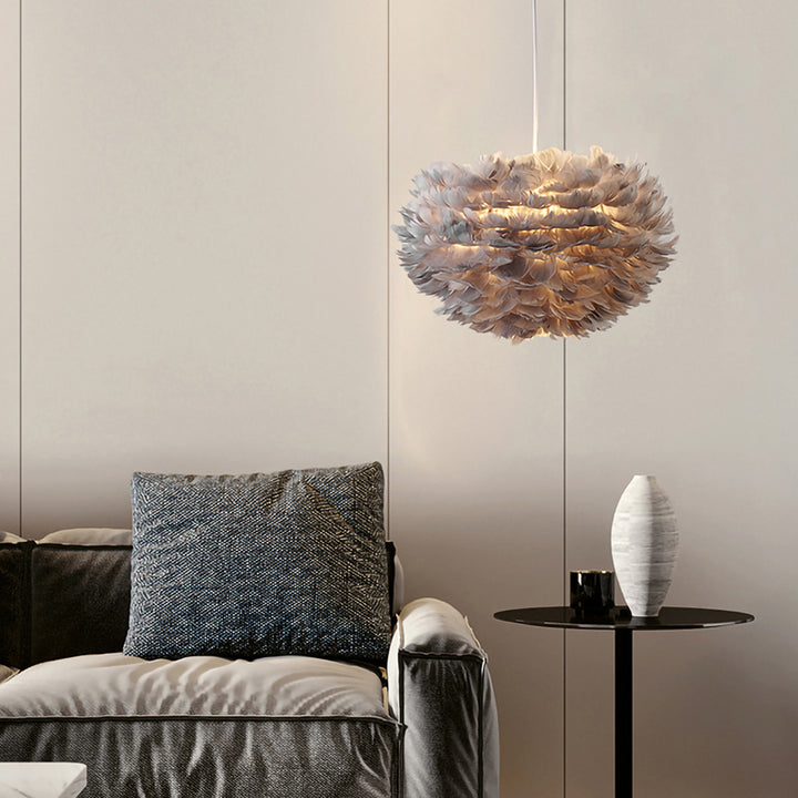 Light Goose Feather Ball Ceiling Fixture with Iron Frame (DLS21) by Bethel - view 5