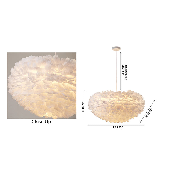 Light Goose Feather Ball Ceiling Fixture with Iron Frame (DLS21) by Bethel - view 19