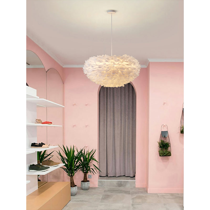 Light Goose Feather Ball Ceiling Fixture with Iron Frame (DLS21) by Bethel - view 21