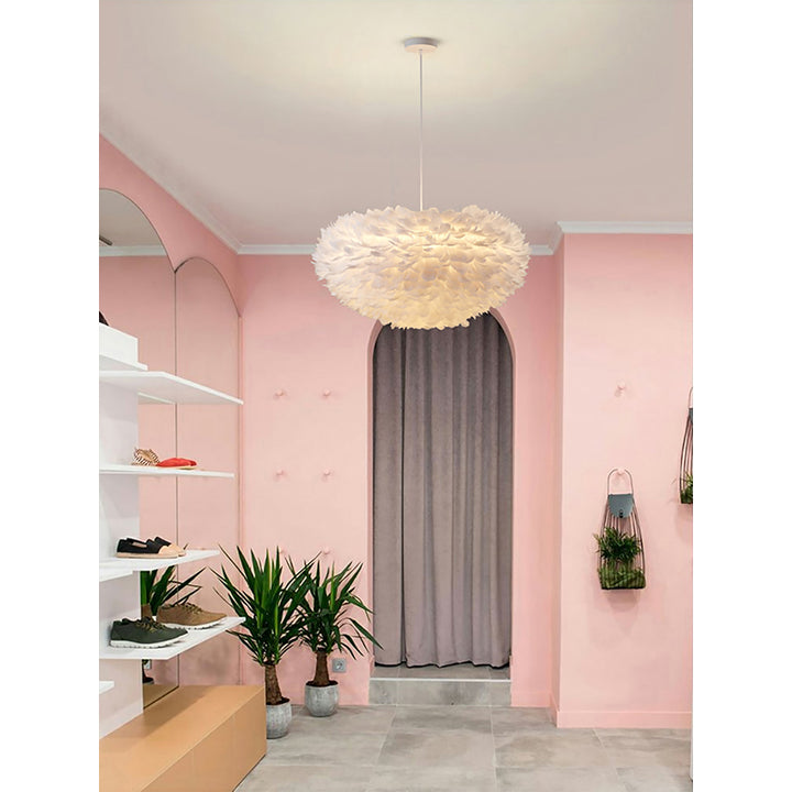 Light Goose Feather Ball Ceiling Fixture with Iron Frame (DLS21) by Bethel - view 21