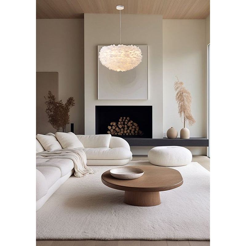 Light Goose Feather Ball Ceiling Fixture with Iron Frame by Bethel - view 12
