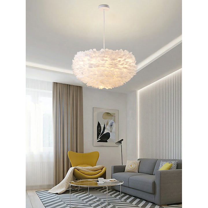 Light Goose Feather Ball Ceiling Fixture with Iron Frame by Bethel - view 13