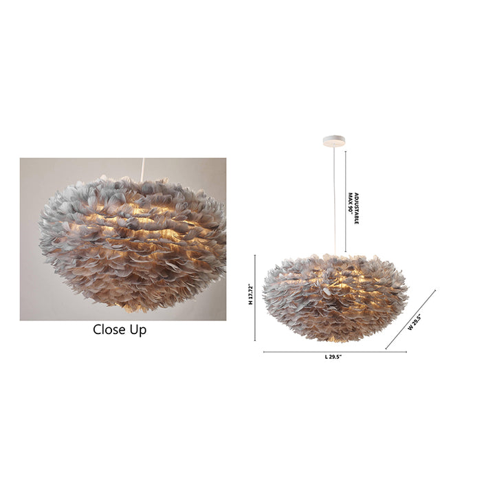 Light Goose Feather Ball Ceiling Fixture with Iron Frame by Bethel - view 4