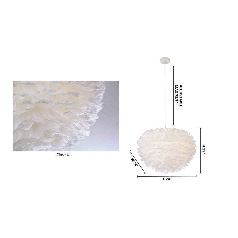 White Goose Feather Ball Ceiling Fixture with White Hardware by Bethel - view 5