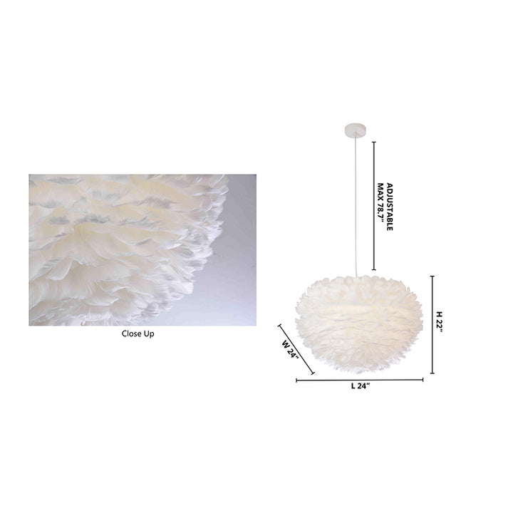 White Goose Feather Ball Ceiling Fixture with White Hardware by Bethel - view 5