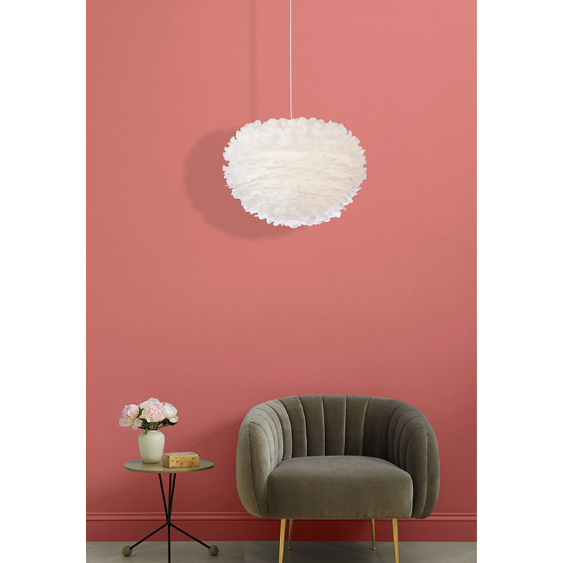 White Goose Feather Ball Ceiling Fixture with White Hardware by Bethel - view 6