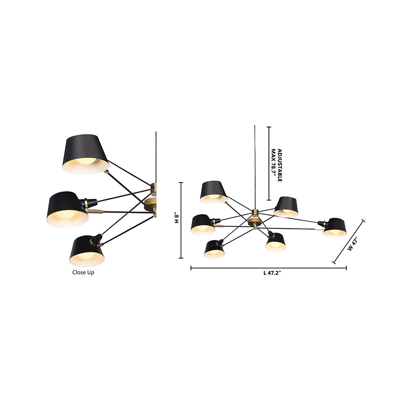 Metal Frame Ceiling Fixture with Hardware Accents and Shade Arms by Bethel - view 12