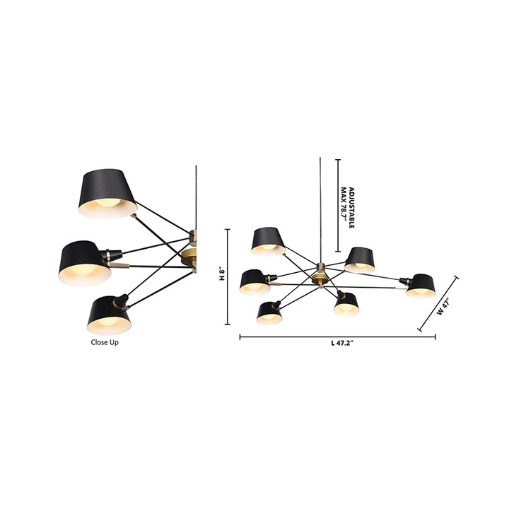 Metal Frame Ceiling Fixture with Hardware Accents and Shade Arms by Bethel - view 12
