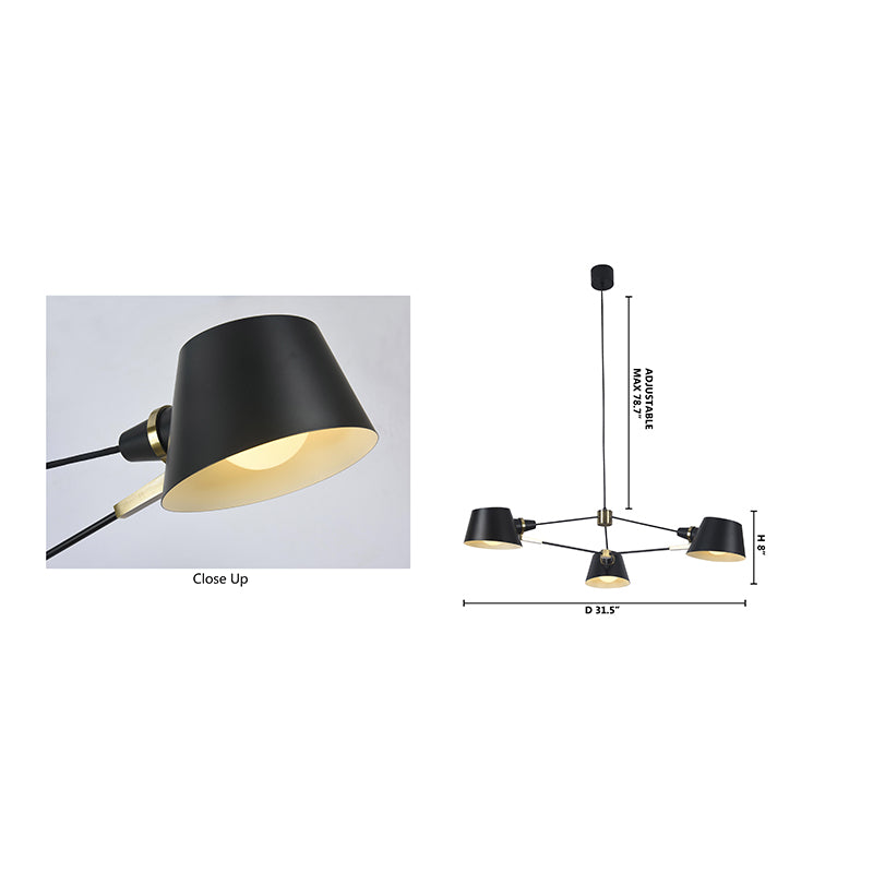 Metal Frame Ceiling Fixture with Hardware Accents and Shade Arms by Bethel - view 4