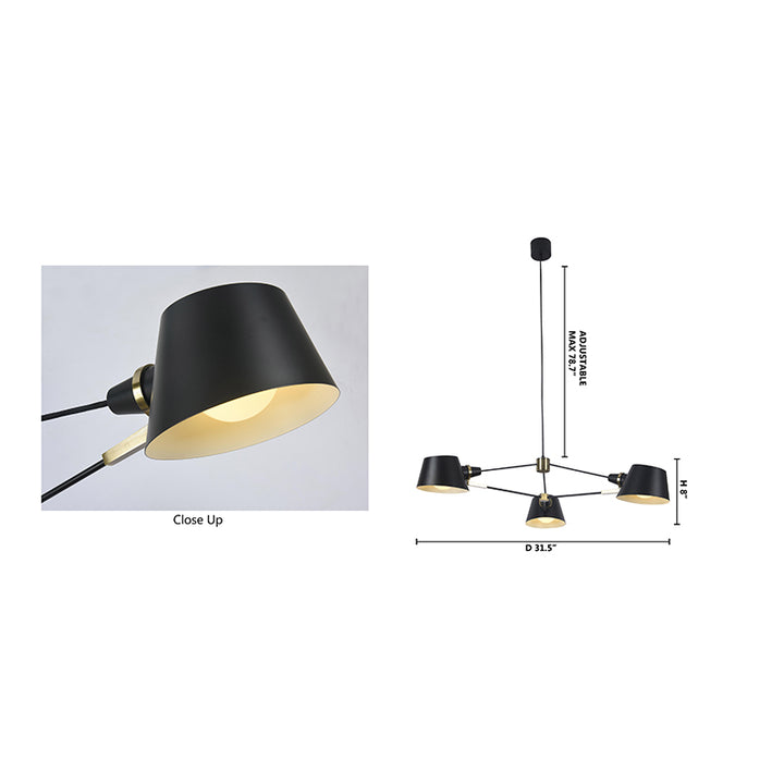 Metal Frame Ceiling Fixture with Hardware Accents and Shade Arms by Bethel - view 4