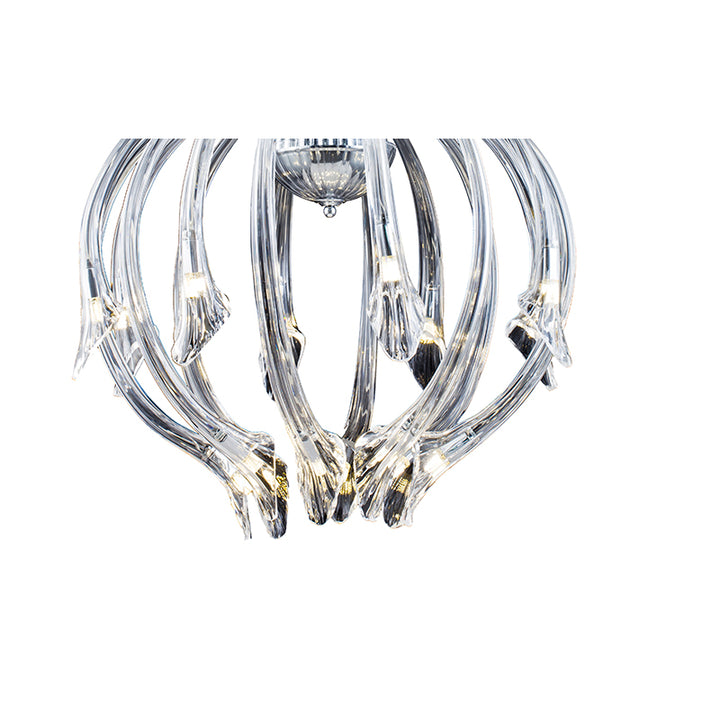 Clear Hand Blown Glass Chandelier with Chrome Hardware by Bethel