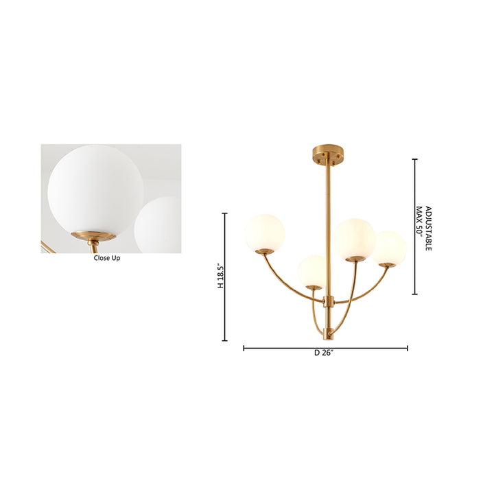 Armed Frame Chandelier with Glass Shades by Bethel - view 4