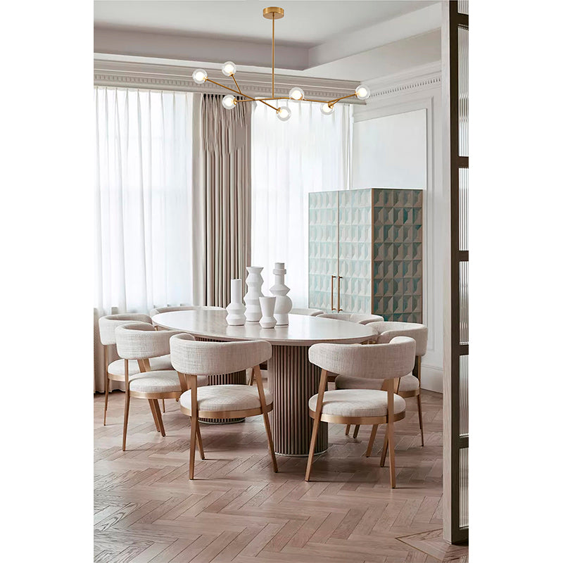 Branch Chandelier with Glass Shades, 44.7" x 11.4", by Bethel