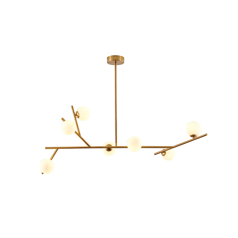 Branch Chandelier with Glass Shades, 44" x 14", by Bethel