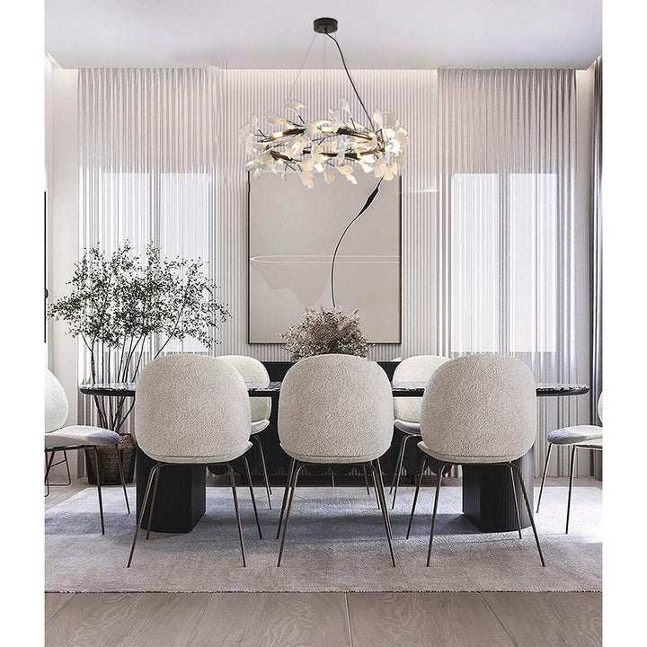 Round Frame Chandelier with Leaf Petals by Bethel - view 12