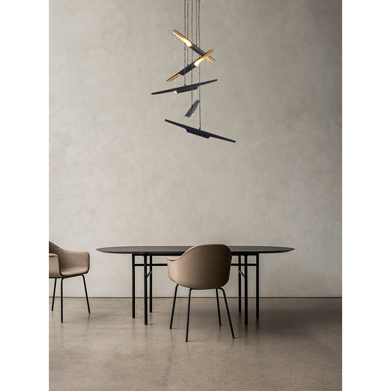 Matte Black Flushed Chandelier with Hanging Pendant Tubes with Gold Interior by Bethel - view 4