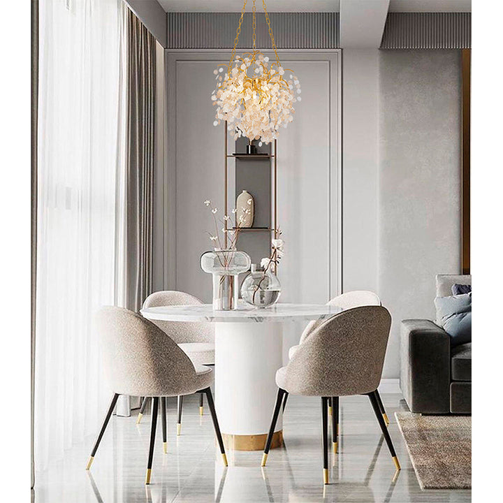 Aluminium Frame Chandelier with Clear &amp; Champagne Glass Hanging Petals