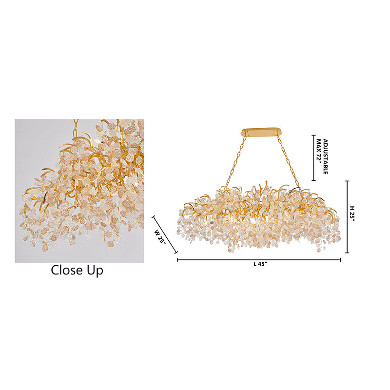 Aluminium Frame Chandelier with Clear &amp; Champagne Glass Hanging Petals