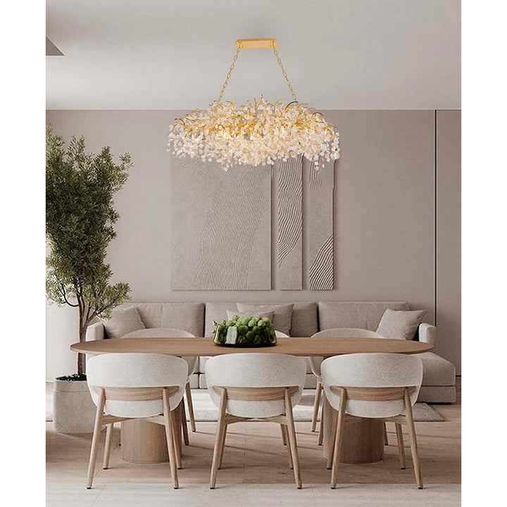 Aluminium Frame Chandelier with Clear &amp; Champagne Glass Hanging Petals