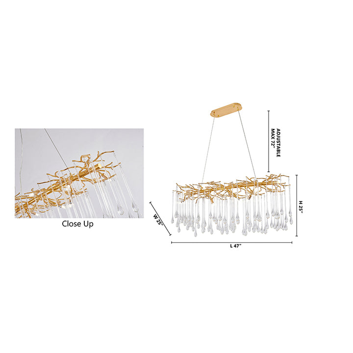 Aluminium Frame Chandelier with Clear Glass Hanging Drops by Bethel - view 26