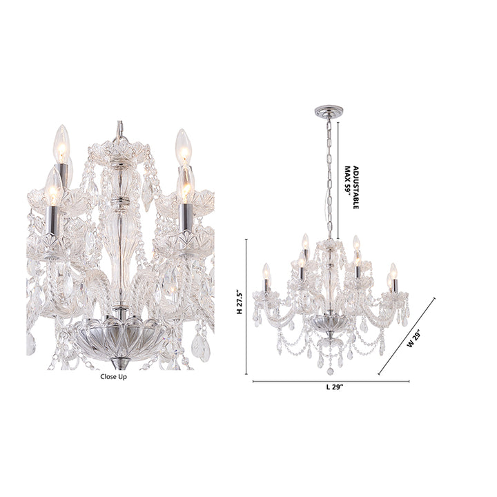 Two Tier Clear Crystal Chandelier with Twisted Glass Arms and Chrome Hardware by Bethel - view 12